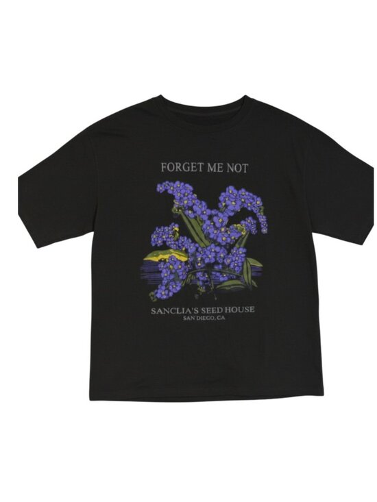 Unbranded Tops - Forget Me Not Sanclia's Seed House Graphic T-Shirt Women's Size L Black Floral